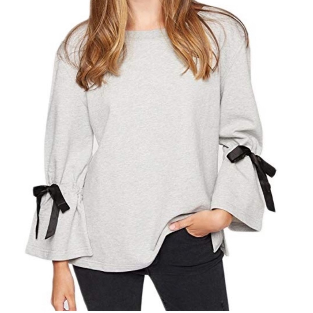 Sanctuary Tierney Bow Sleeve Heathered Gray size medium